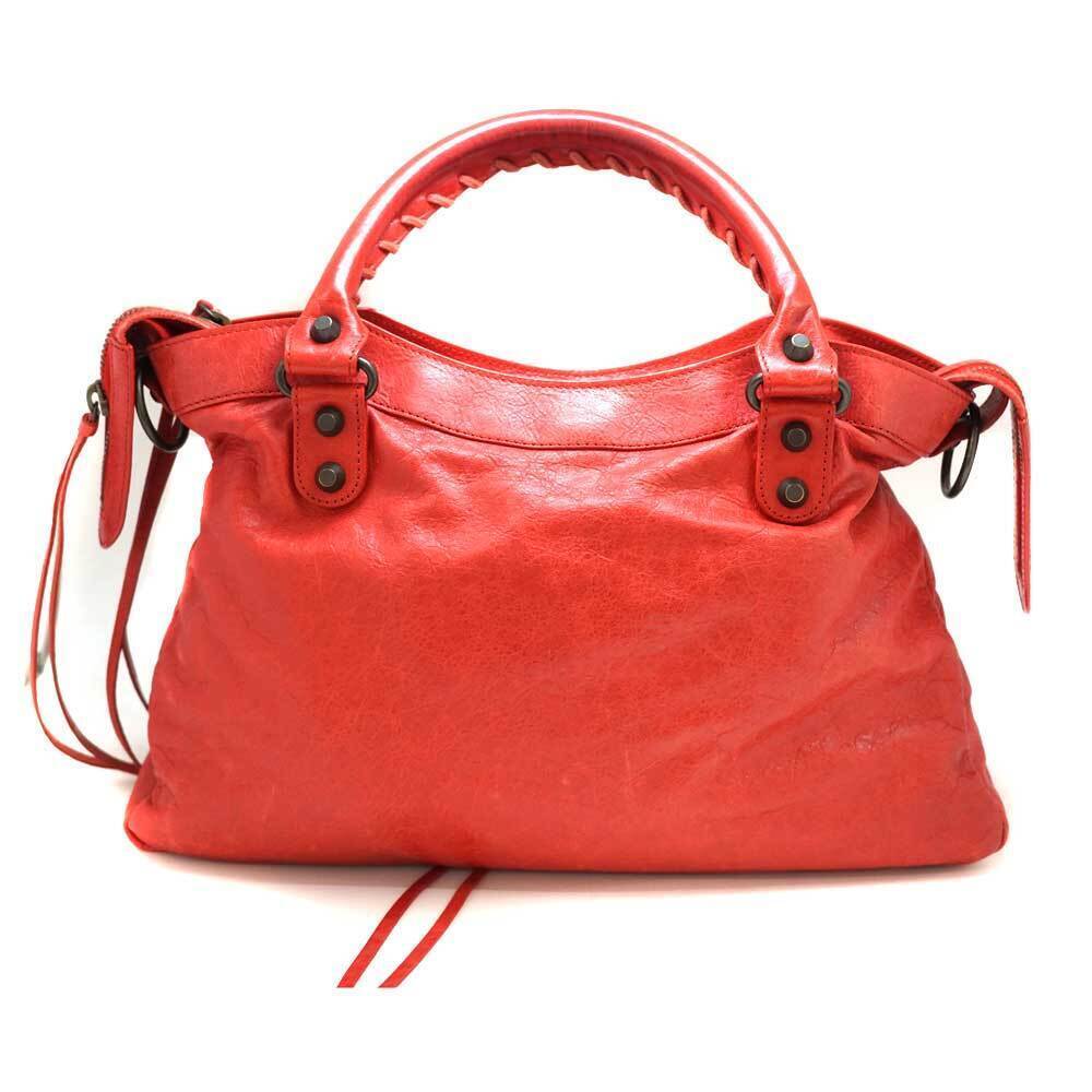BALENCIAGA The Town Bag Handbag Shoulder Leather Red - Picture 3 of 9